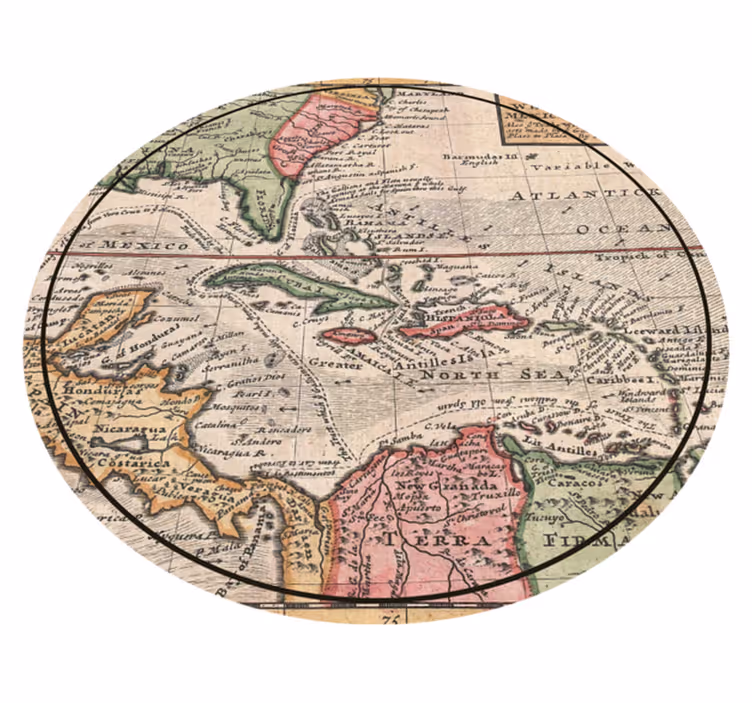 Alfombra vinílica mapamundi diseño de mapas antiguos - TenVinilo