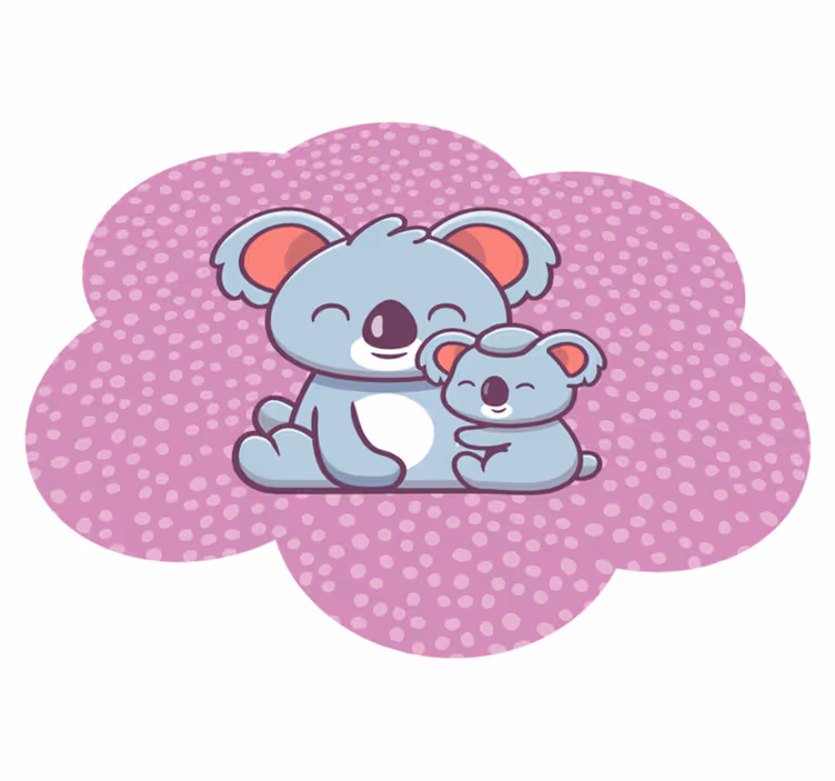 Alfombra vinílica infantil diseño de familia de koalas - TenVinilo