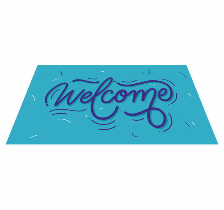 Alfombra vinílica entrada bienvenido diseño azul - TenVinilo