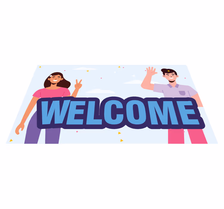 Alfombra vinílica entrada saludos de bienvenida - TenVinilo