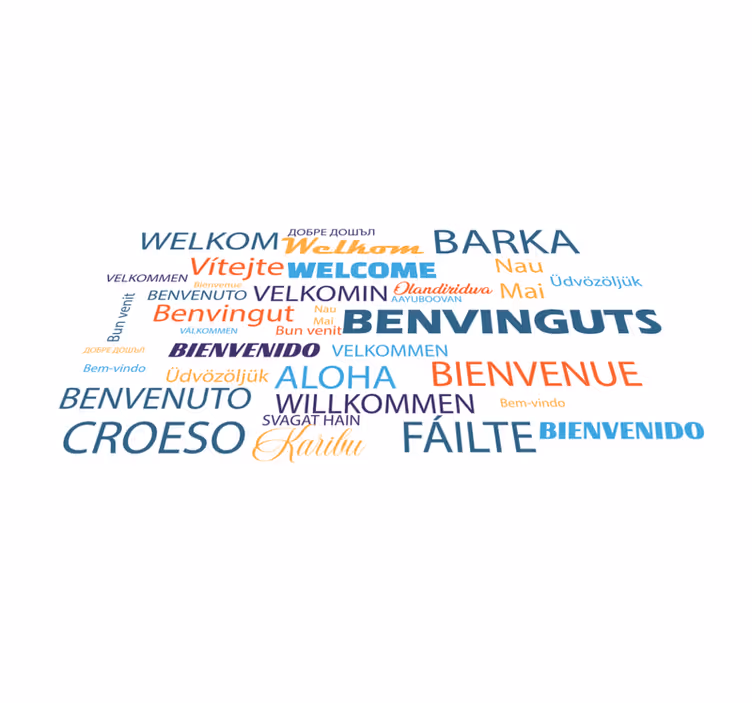 Alfombra vinílica entrada bienvenido en varios idiomas - TenVinilo
