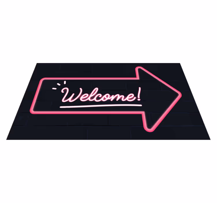 Alfombra vinílica entrada bienvenido flecha rosa - TenVinilo