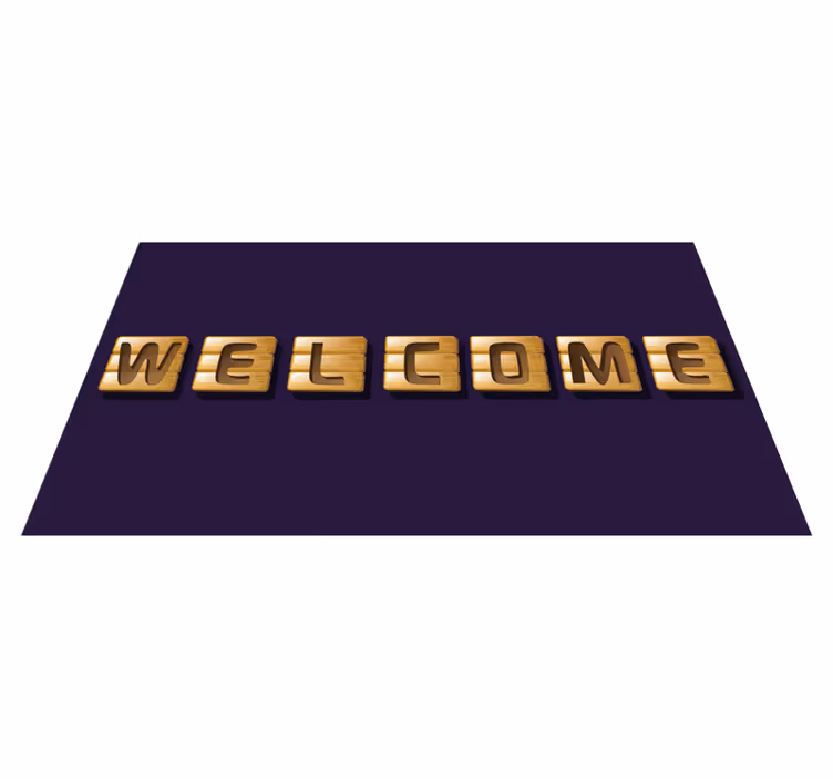 Alfombra vinílica entrada baldosas de bienvenida de madera - TenVinilo