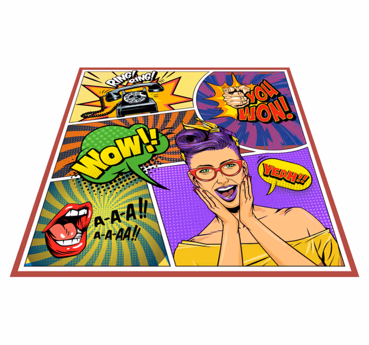 Alfombra vinílica infantil expresiones de arte pop - TenVinilo