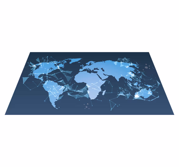 Alfombra vinílica mapamundi mapa del mundo geométrico - TenVinilo