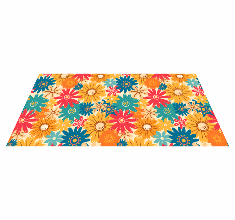 Alfombra vinílica flores patrón de flores colorido - TenVinilo