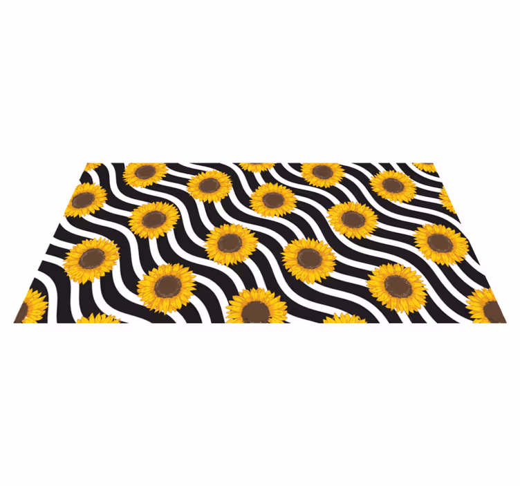Alfombra vinílica flores patrón de onda de girasol - TenVinilo
