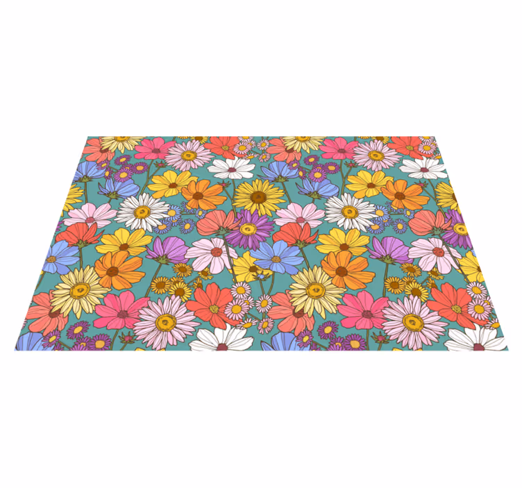 Alfombra vinílica flores motivo colorido brillante - TenVinilo
