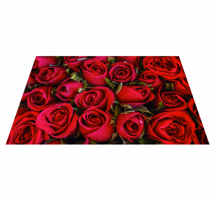 Alfombra vinílica entrada rosas rojas vibrantes - TenVinilo