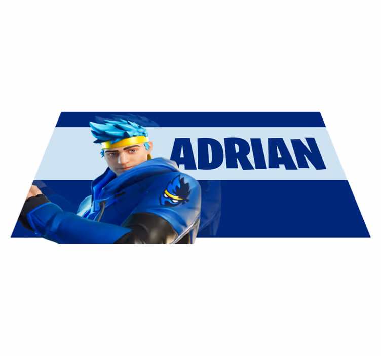 Alfombra vinílica juvenil azul videojuego con nombre - TenVinilo