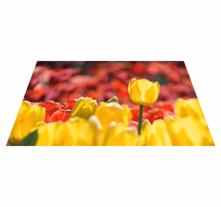 Alfombra vinílica flores ramillete de tulipanes amarillos - TenVinilo