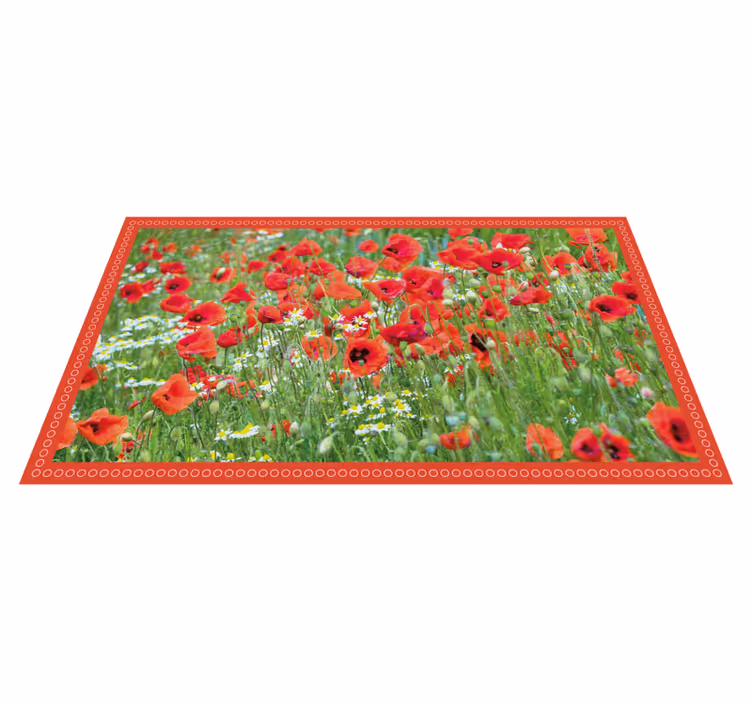 Alfombra vinílica flores campo de amapolas realista - TenVinilo