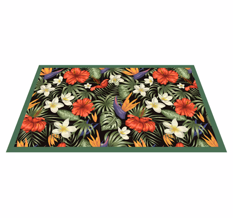 Alfombra vinílica flores patrón colorido tropical - TenVinilo