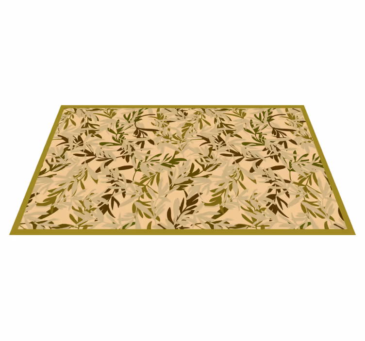 Alfombra vinílica flores motivo de follaje verde - TenVinilo