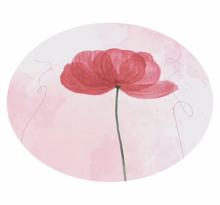 Alfombra vinílica flores diseño de amapola en acuarela - TenVinilo