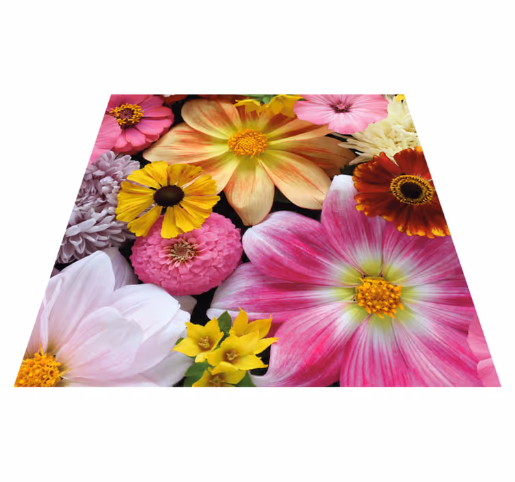Alfombra vinílica flores hermoso arreglo realista - TenVinilo