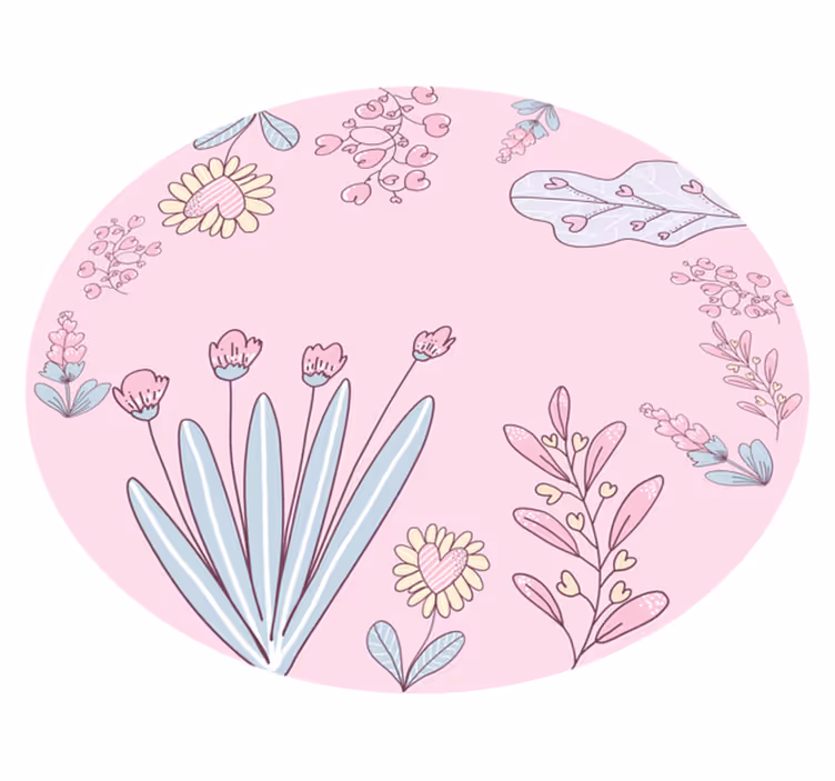 Alfombra vinílica flores patrones de corazones florales - TenVinilo