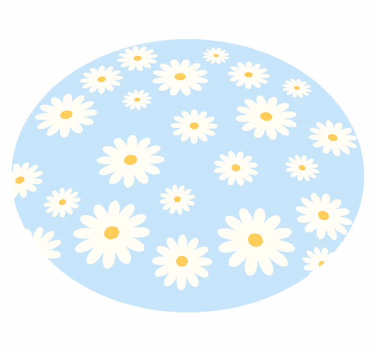 Alfombra vinilo salón emblema floral de margarita - TenVinilo