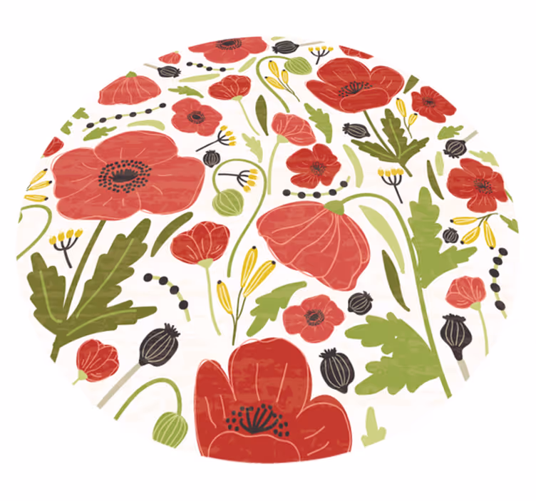 Alfombra vinílica flores ramillete de amapolas rojas - TenVinilo