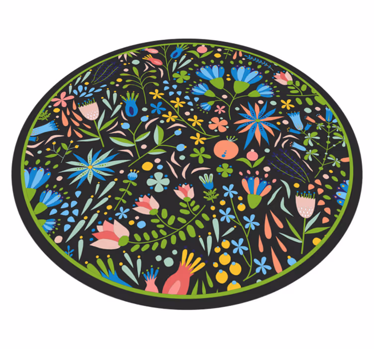 Alfombra vinílica flores estampado botánico vibrante - TenVinilo