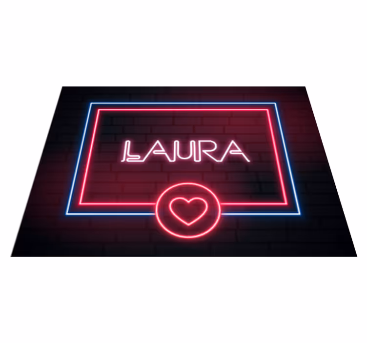 Alfombra vinílica personalizable letrero de neón de amor - TenVinilo