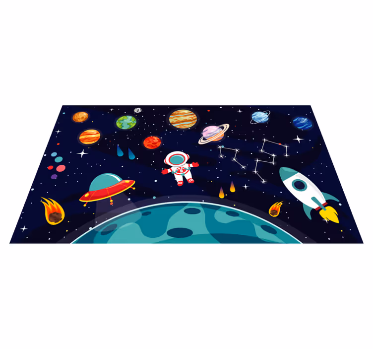 Alfombra vinílica estrellas escenario de expedición cósmica - TenVinilo