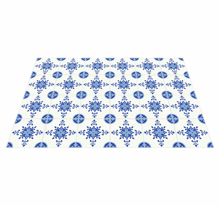 Alfombra hidráulica vinílica arreglo de flores azules - TenVinilo