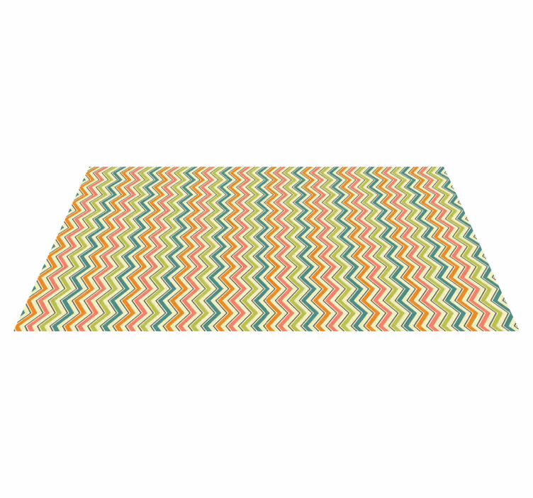 Alfombra vinílica dormitorio patrones finos en zigzag multicolor - TenVinilo