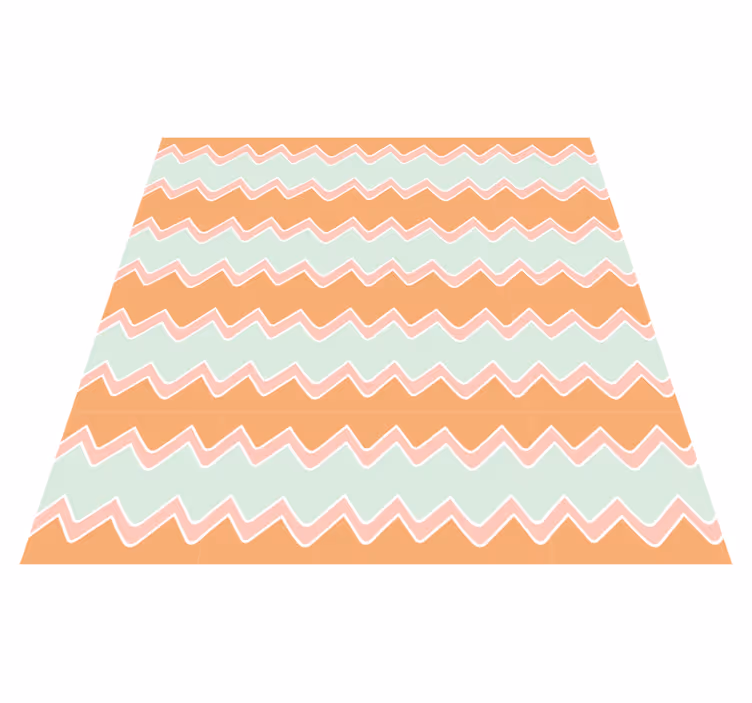 Alfombra vinílica geométrica patrón en zigzag beige y azul - TenVinilo