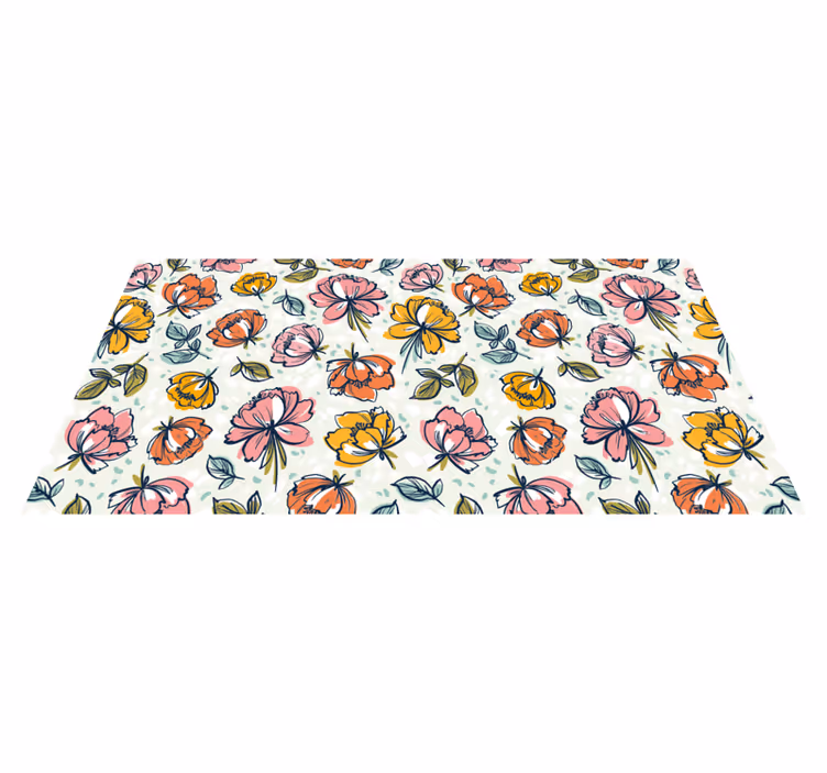Alfombra vinílica flores diseño de jardín floreciente - TenVinilo