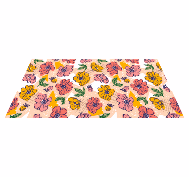 Alfombra vinílica flores con patrones florales coloridos - TenVinilo