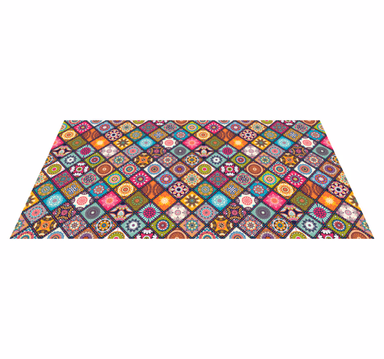 Alfombra vinilo rectangular Fondo floral con mandalas - TenVinilo