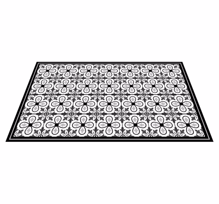 Alfombra vinílica cocina azulejos en blanco y negro - TenVinilo