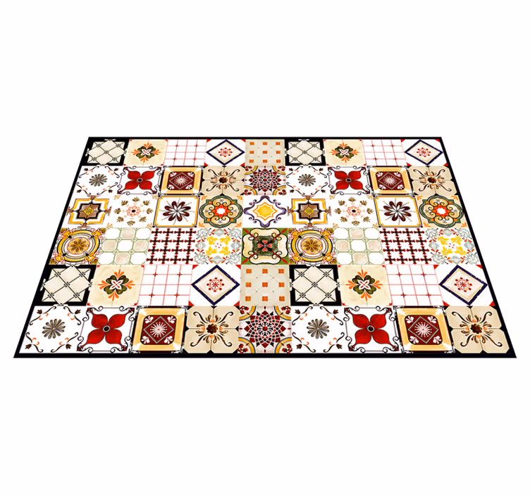 Alfombra hidráulica vinílica patrones de mosaico coloridos - TenVinilo