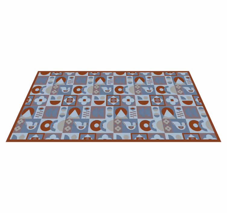 Alfombra vinílica geométrica arreglos grises y azules - TenVinilo