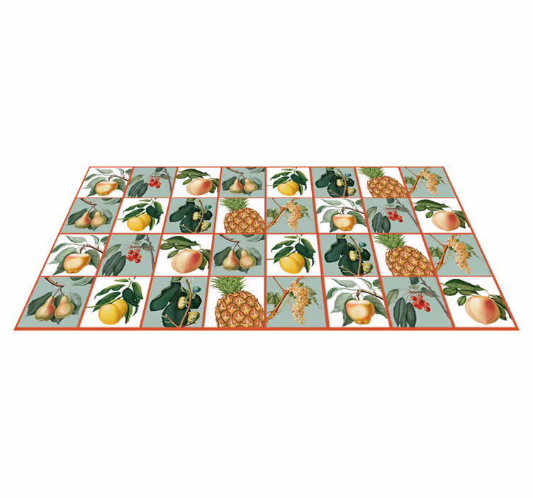 Alfombra vinilo cocina patrón de mosaico de frutas - TenVinilo
