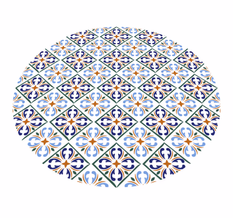 Alfombra hidráulica vinílica tonos azules geométricos - TenVinilo