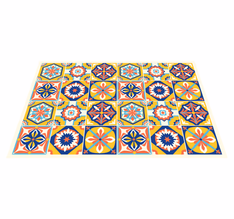 Alfombra vinílica cocina azulejos de tonos cálidos - TenVinilo