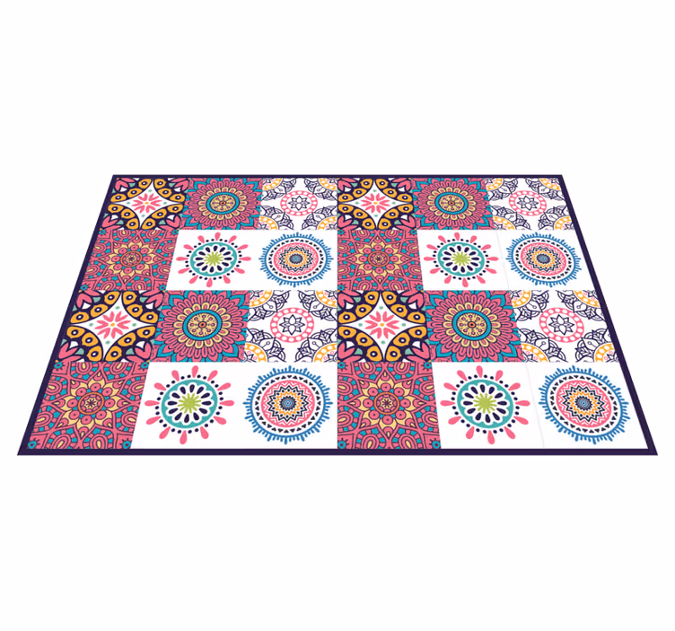 Alfombra hidráulica vinílica motivos florales vivos - TenVinilo