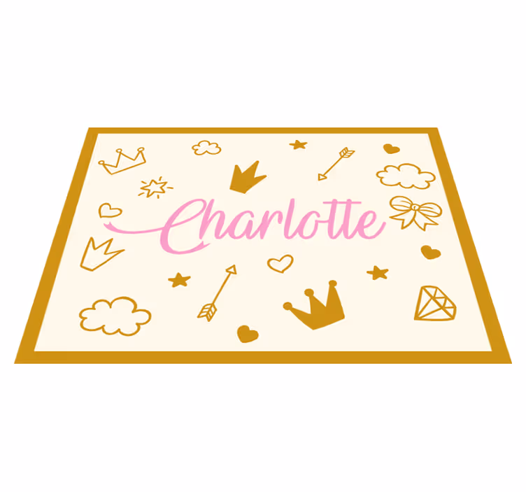Alfombra vinílica personalizable tema de princesa con nombre - TenVinilo