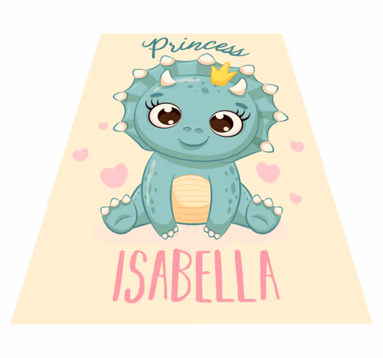 Alfombra vinílica infantil princesa dinosaurio con nombre - TenVinilo