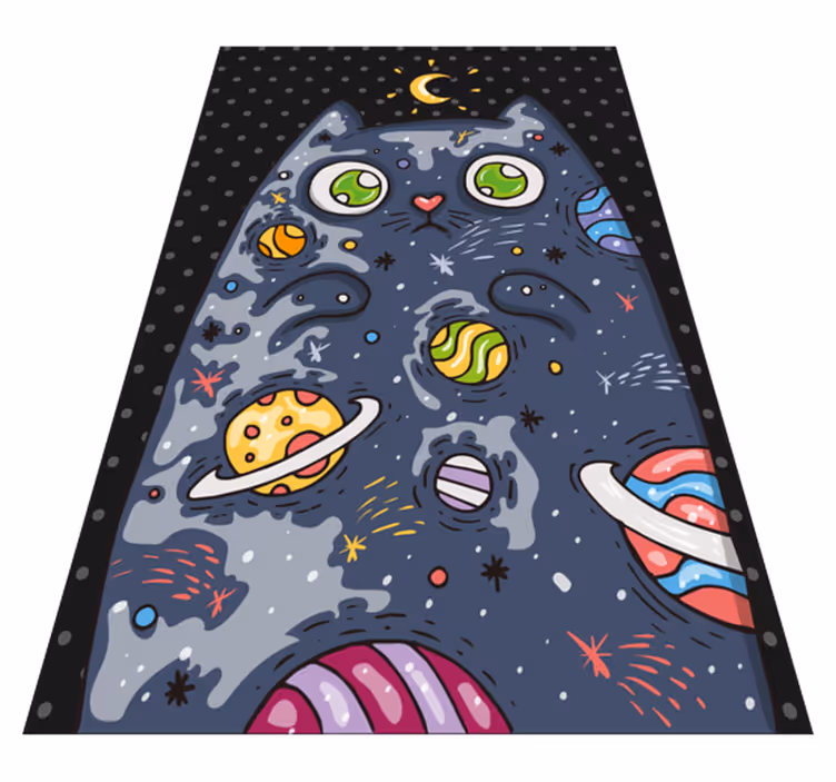 Alfombra vinílica infantil aventura del gato cósmico - TenVinilo