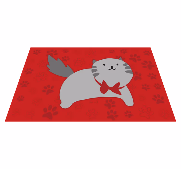 Alfombra vinílica animales ilustración de gato alegre - TenVinilo