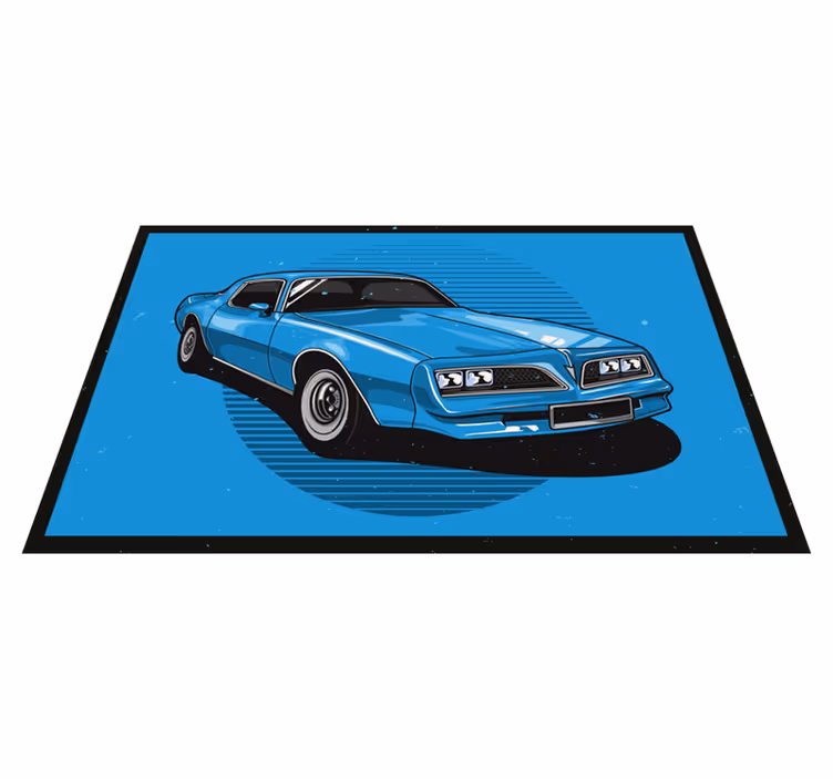 Alfombra vinilo azul coche clásico azul - TenVinilo