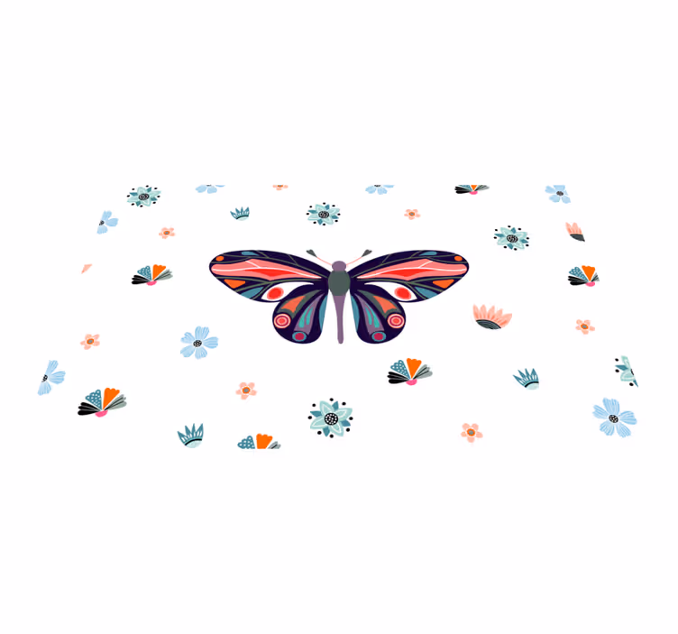 Alfombra vinílica dormitorio Mariposa colorida con estilo - TenVinilo