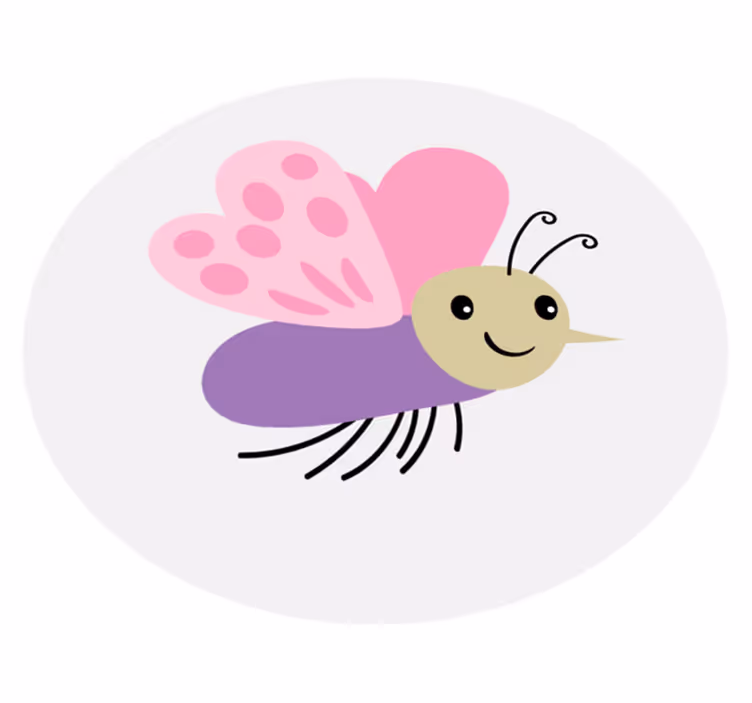 Alfombra vinílica infantil lindo personaje de mariposa - TenVinilo