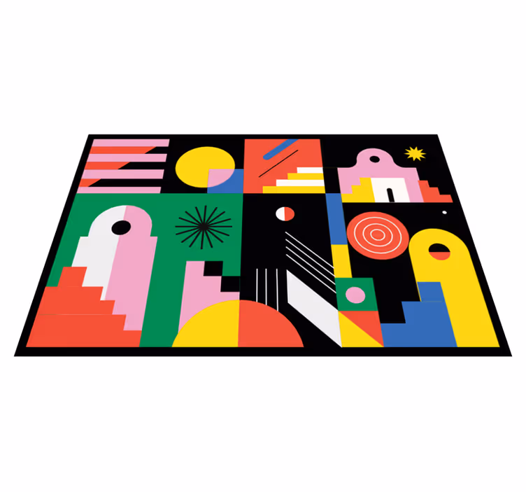 Alfombra vinílica geométrica formas modernas y audaces - TenVinilo