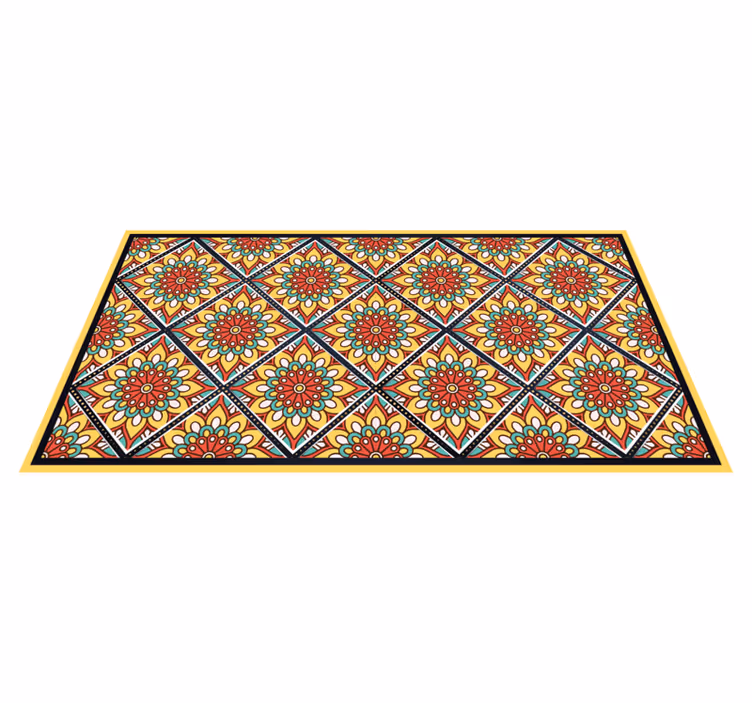 Alfombra hidráulica vinílica motivos geométricos coloridos - TenVinilo