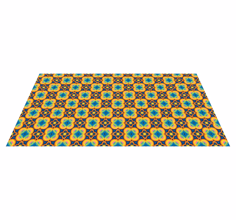Alfombra vinilo salón ilustración floral animada - TenVinilo