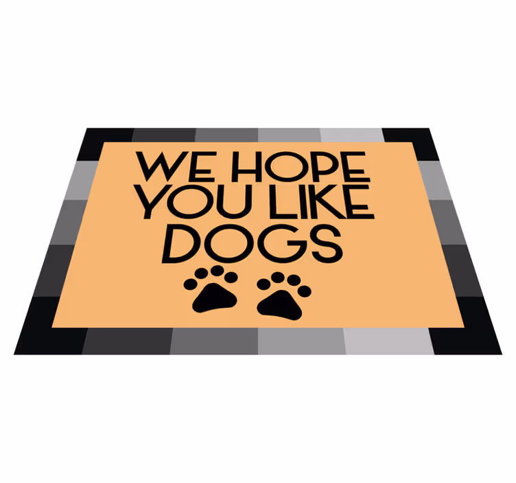 Alfombra vinílica entrada esperamos que te gusten los perros - TenVinilo